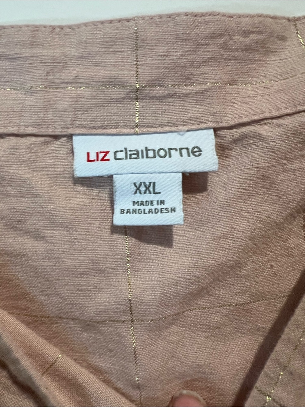 Liz Claiborne Linen Blend Pink Metallic Stripe Tank Top XXL - Picture 2 of 5